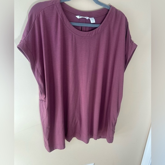 Athleta threadlight asym relaxed short sleeve tee 3X mauve pink purple - Picture 3 of 8